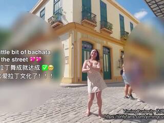 YimingCuriosity依鸣 - Havana Sunset sex clip Vlog / Asian Chinese call girl rough blowjob and doggy on balcony!