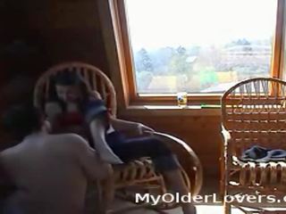 Grand Russain Teen Enjoy An Old manhood Caught By Spycam