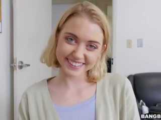 Blonde Teen Sucks Black cock in adult video Audition
