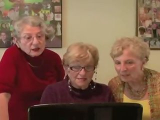 3 Grannies React To Big Black cock X rated movie show
