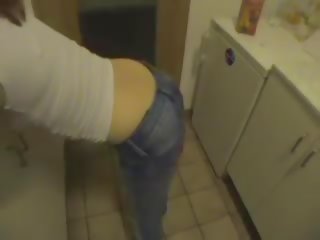 Home made dirty clip features alluring brunette getting fucked in kitchen