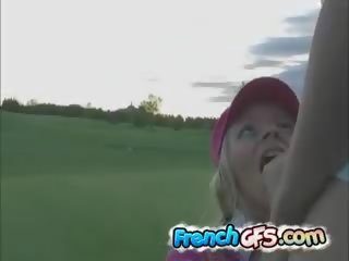 Slutty French mademoiselle Blowjob In The Golf Course